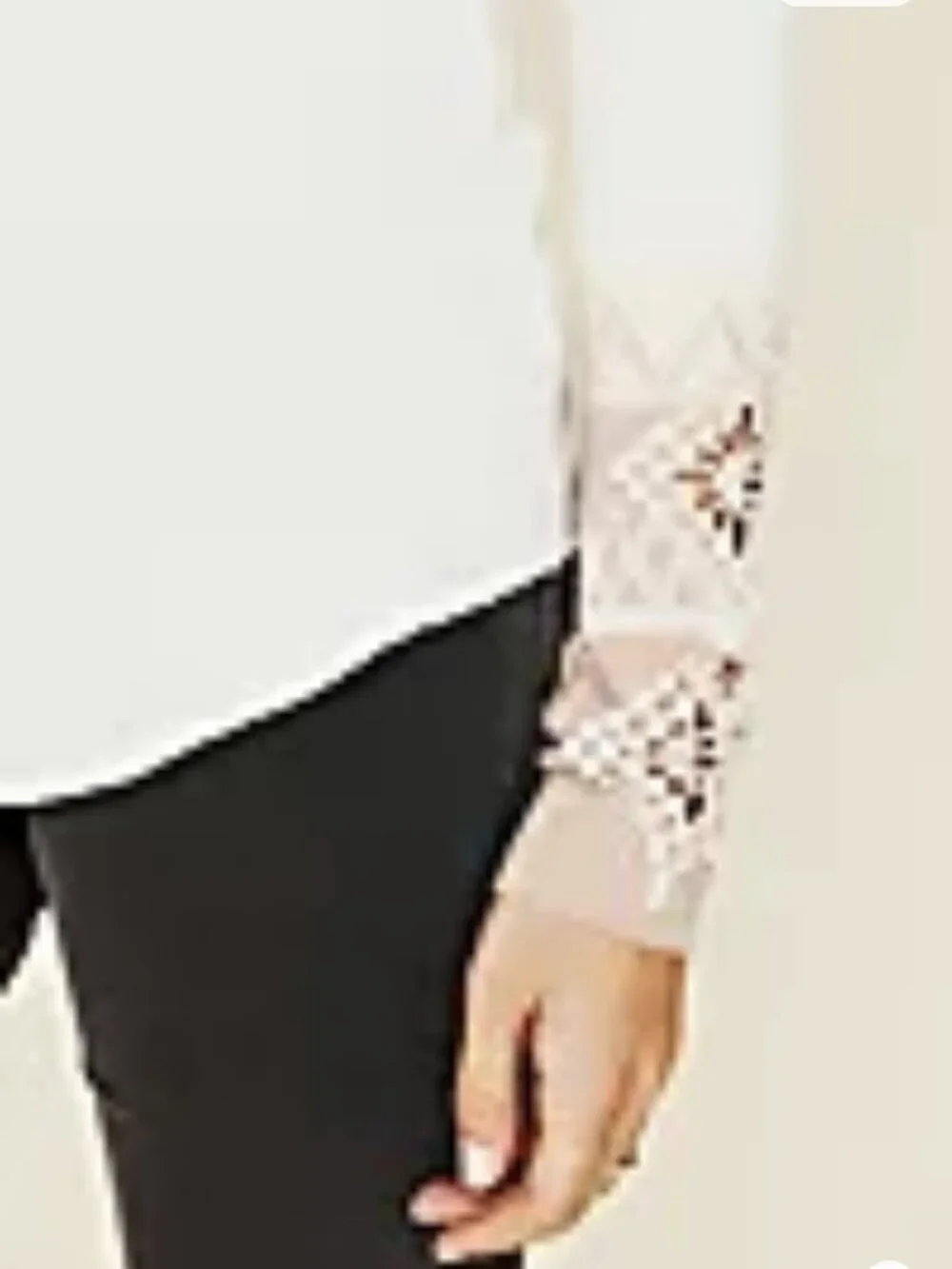 Free People Kombucha Cuff Thermal Top Ivory Waffle Knit Crochet Women's Medium